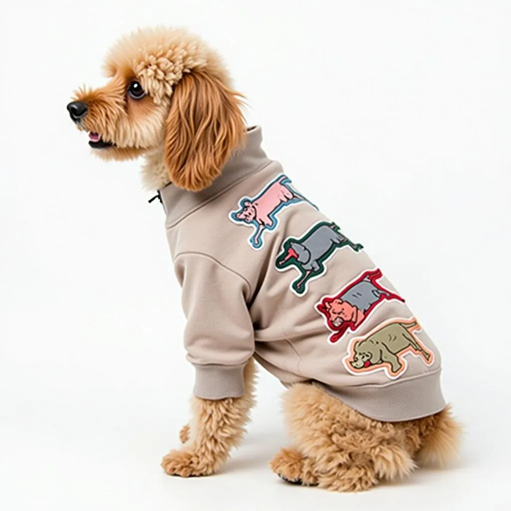 Dog Stitched Sweatshirt with Patch Design