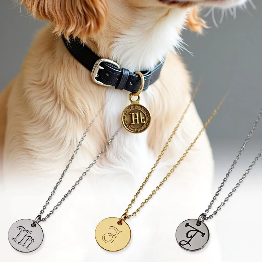 Dog Tag Initial Necklace for Dogs