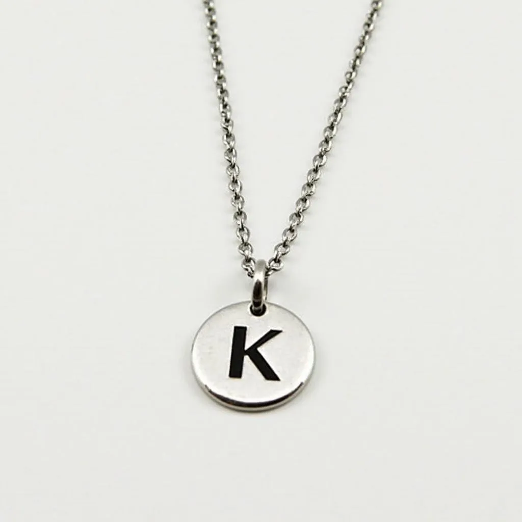 Dog Tag Initial Necklace with Custom Charm