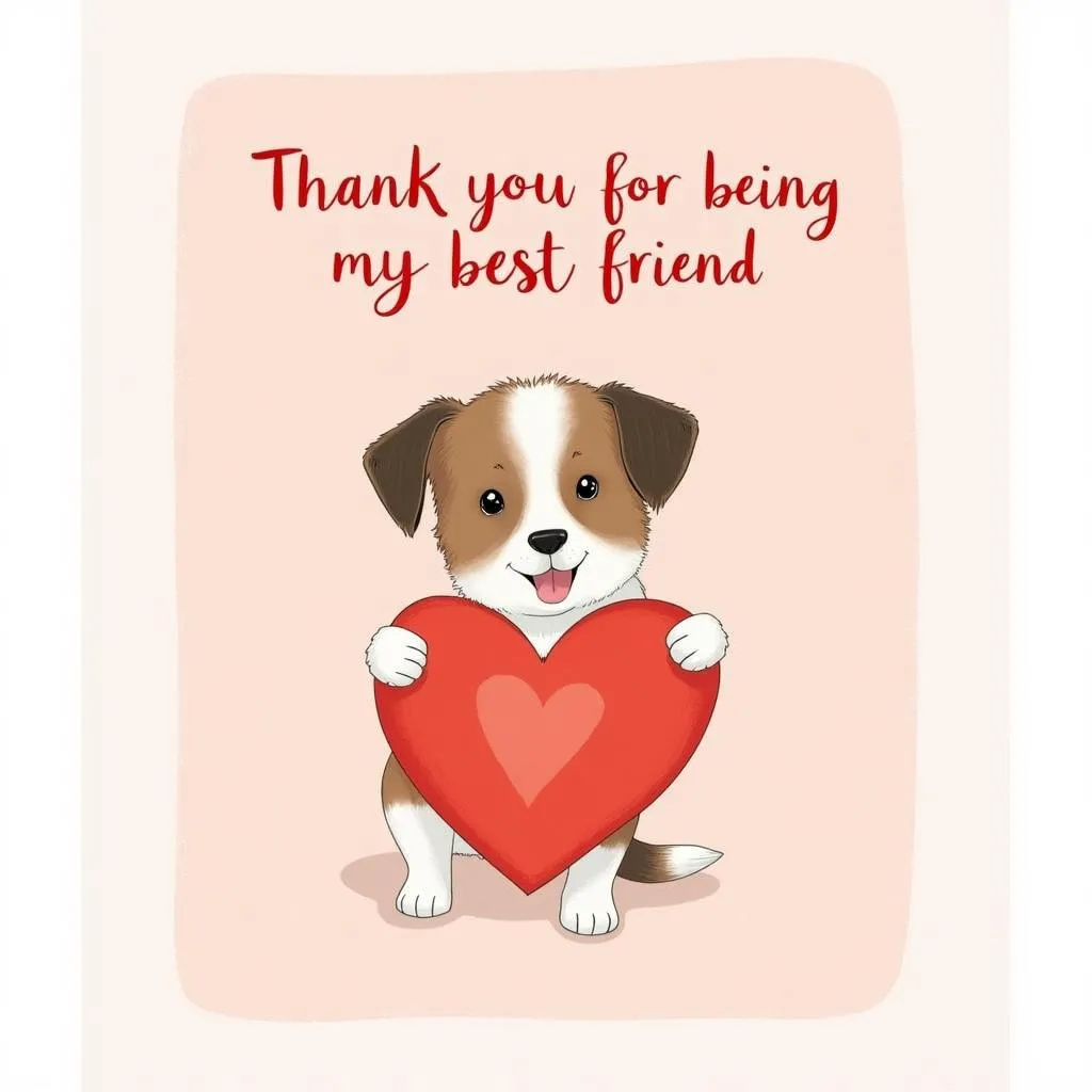 Dog thank you card design: A sweet and heartwarming card with a cute puppy illustration