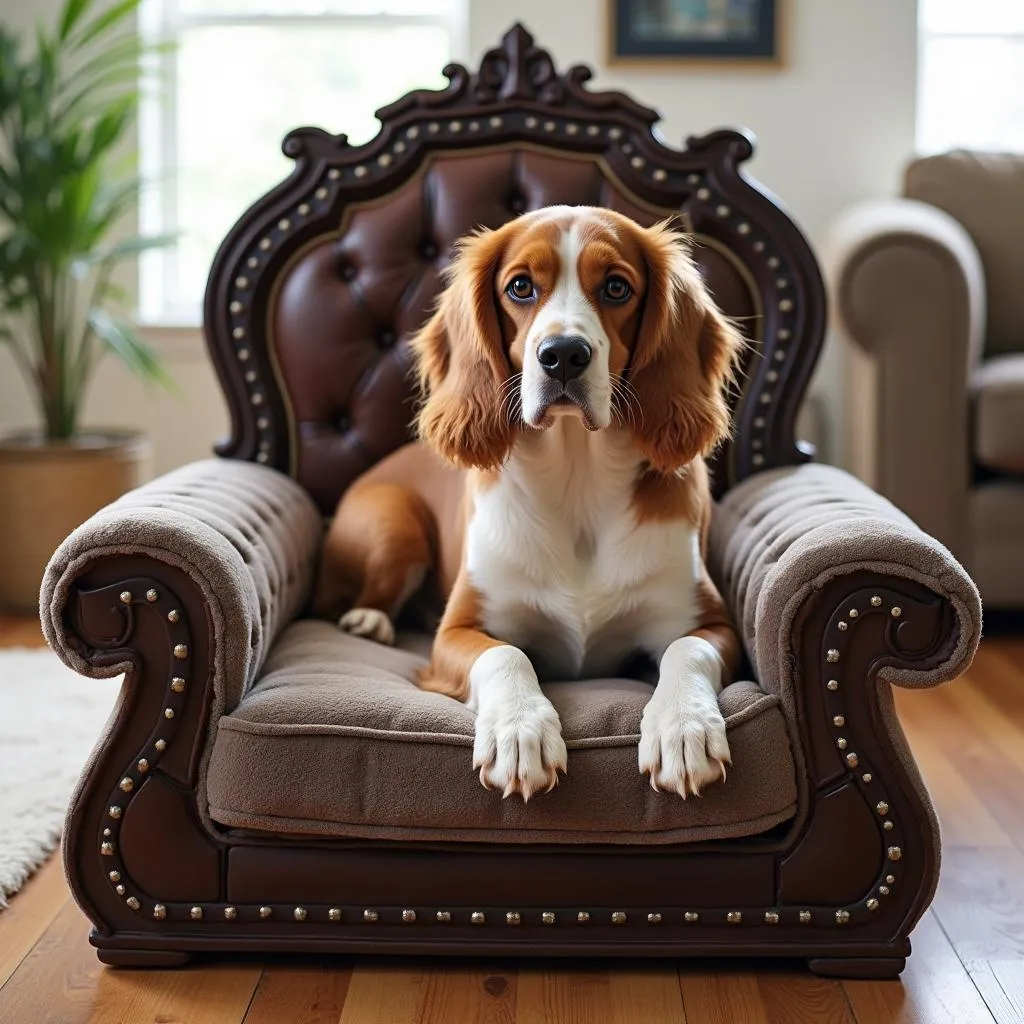 Dog throne bed offering luxury and comfort