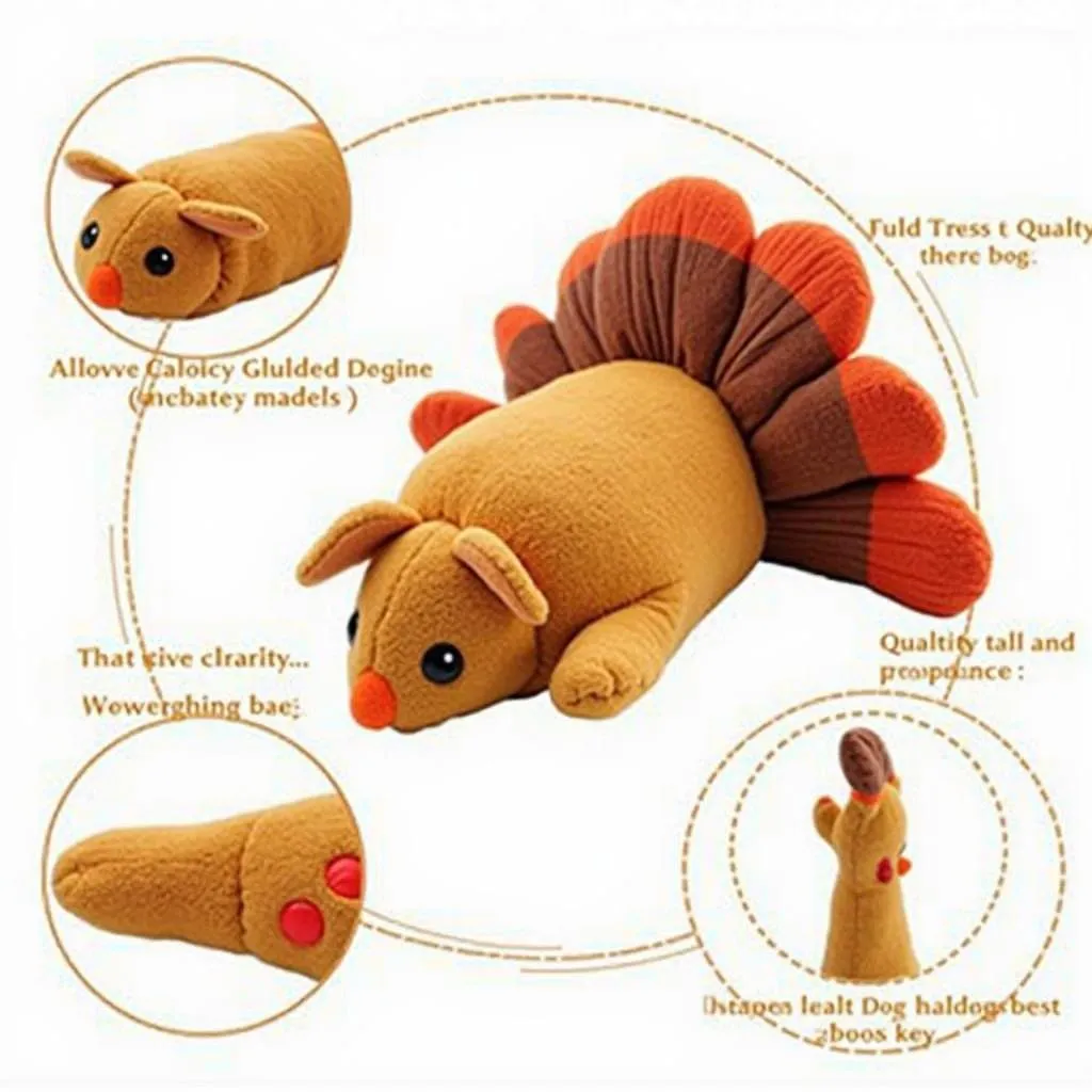 A close-up shot of a dog toy stuffed turkey made of durable, non-toxic materials