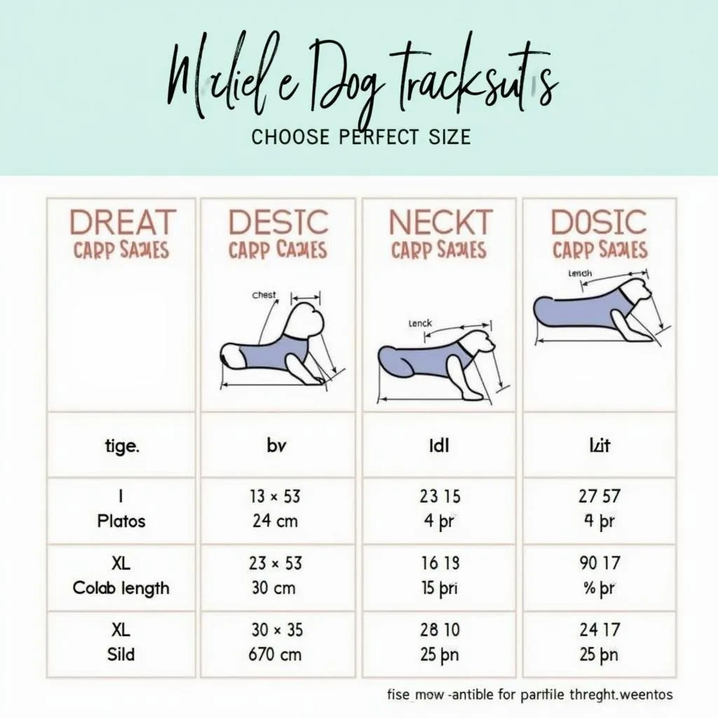 Dog Tracksuit Size Chart for Small, Medium and Large Breeds