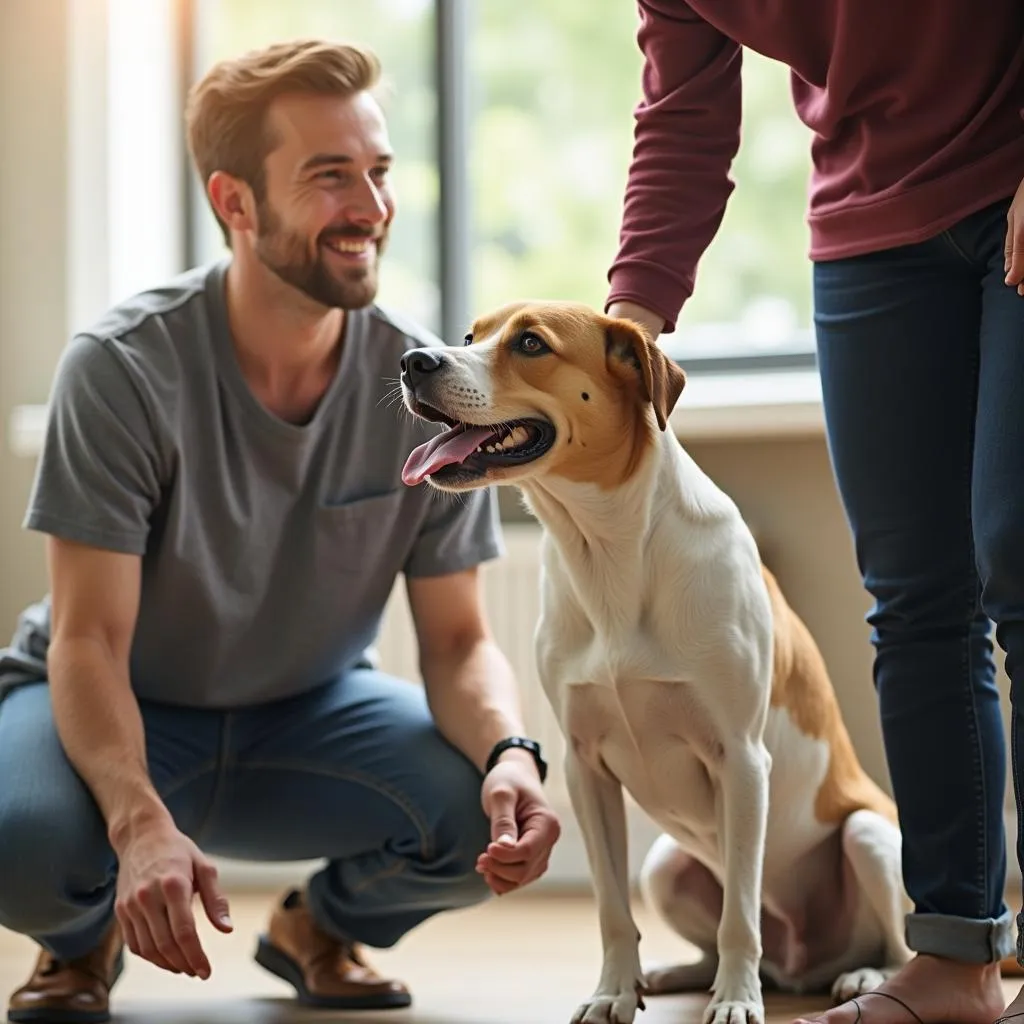 Dog training class with owner