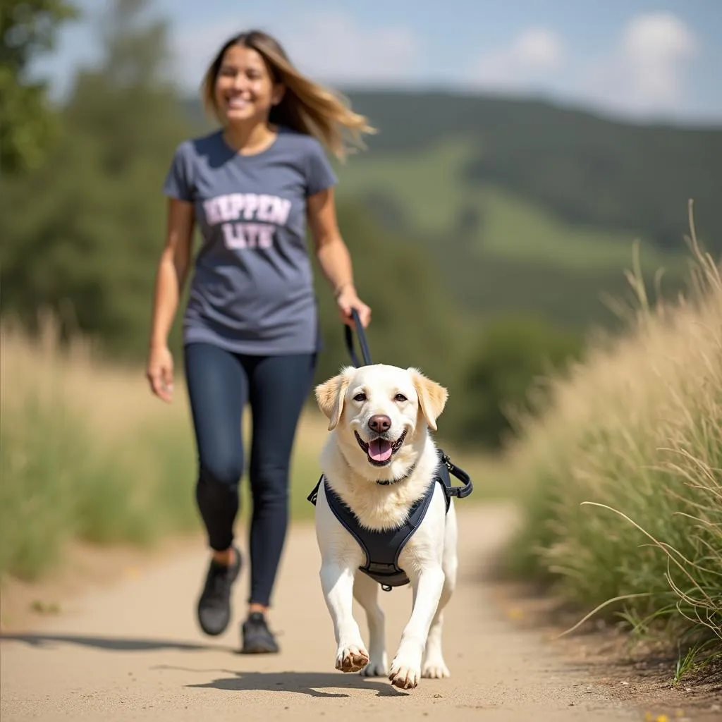 Dog training San Ramon CA: A professional dog walker guiding a dog on a leash