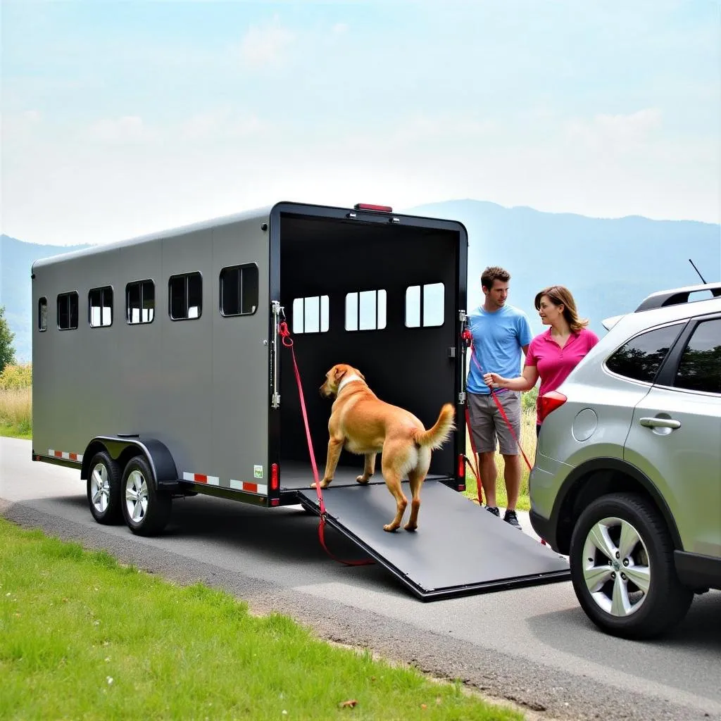 Dog transport trailer for a family road trip