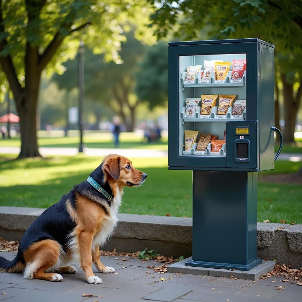 Dog treat vending machine in a park