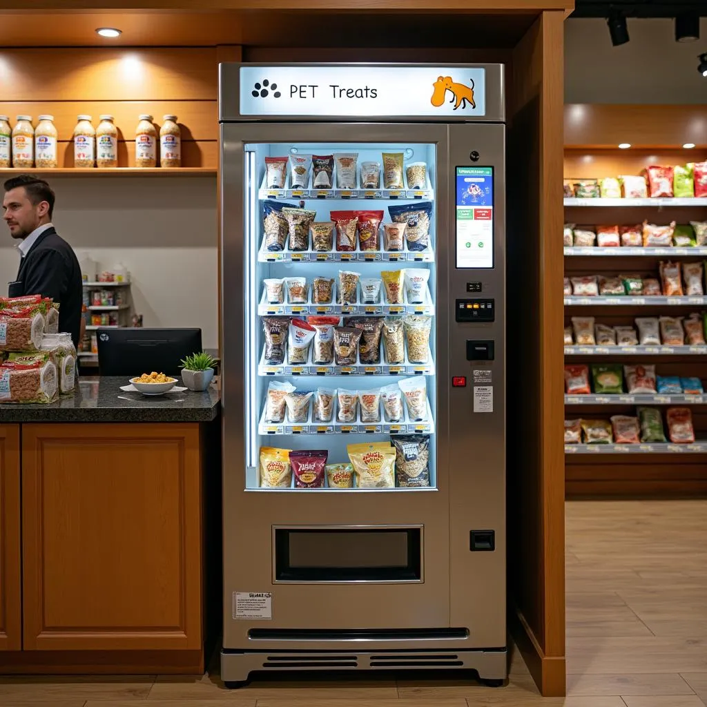 Dog treat vending machine in a pet store