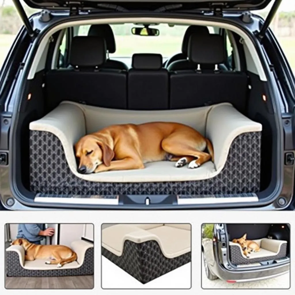 Dog sleeping comfortably in a trunk bed