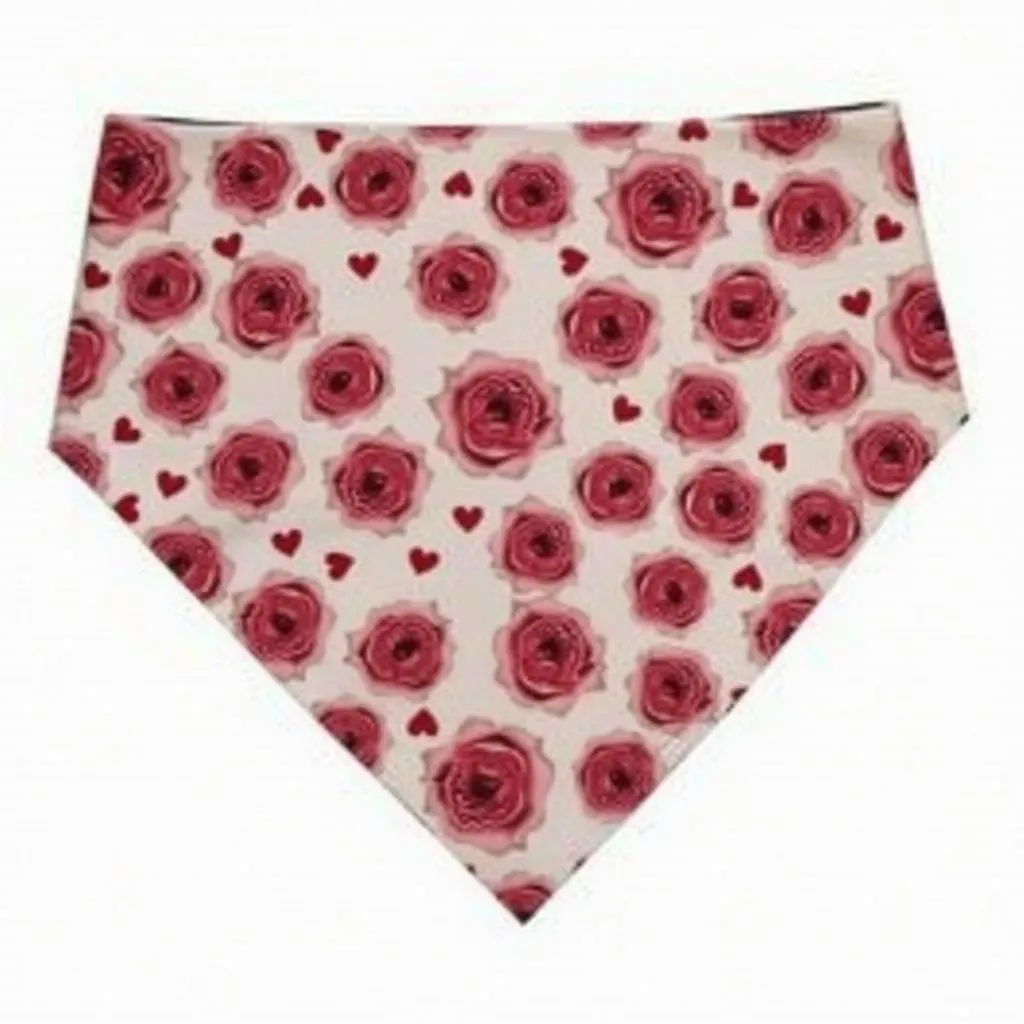 Dog Valentine Bandana with Romantic Roses