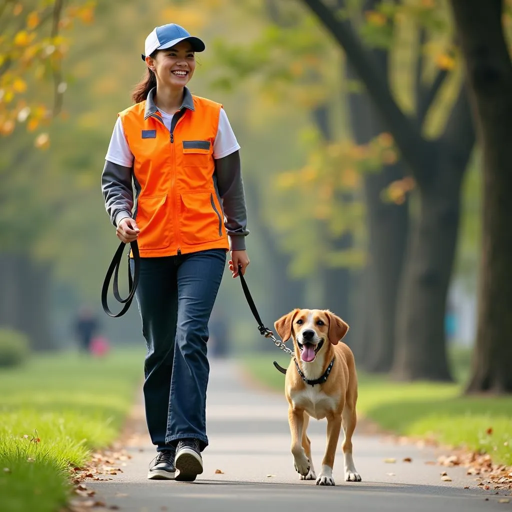 Dog walker in Hanoi