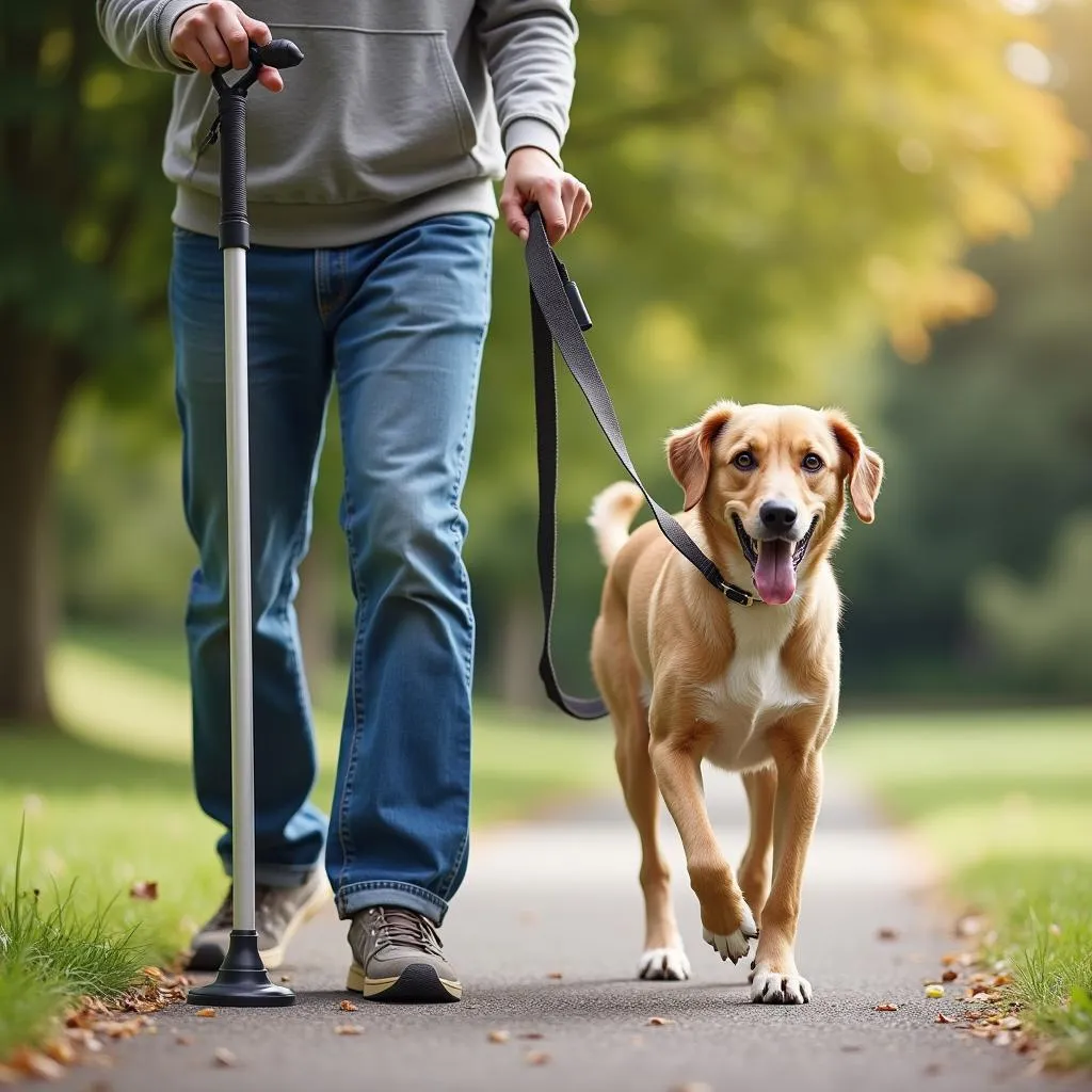 dog walking cane for people with mobility issues