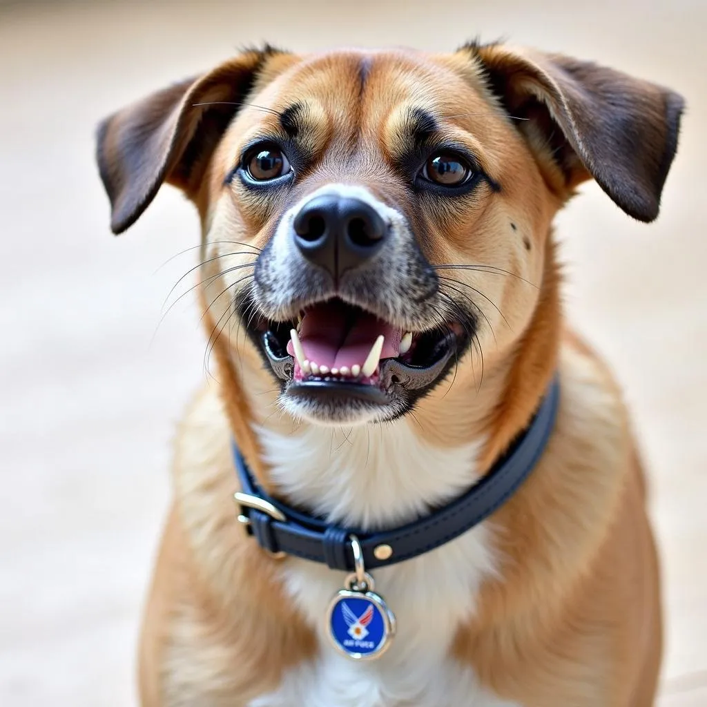 Dog wearing an Air Force dog tag