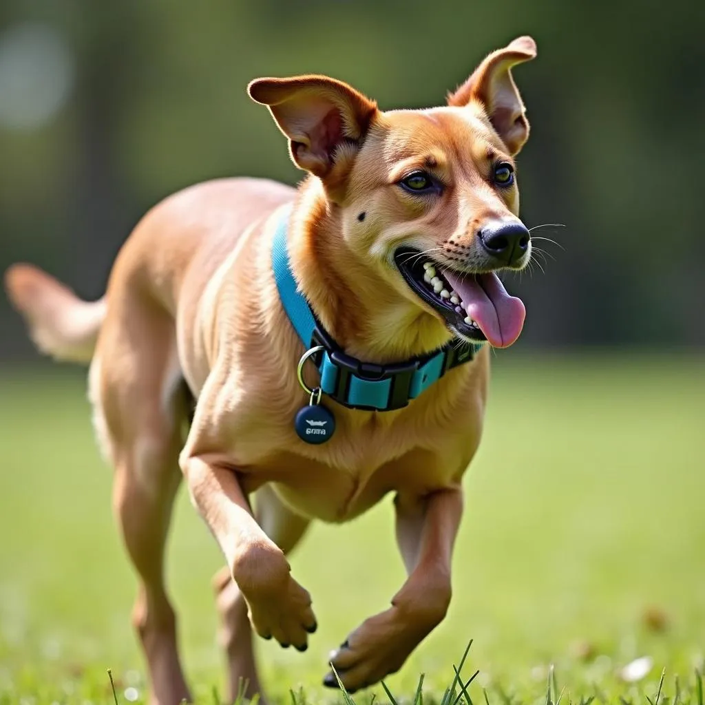 Dog wearing an AirTag collar