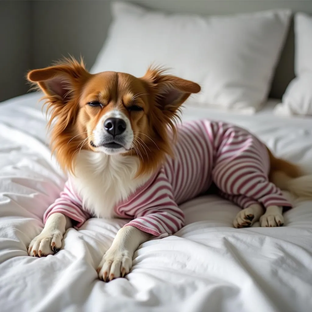 Dog in pajamas