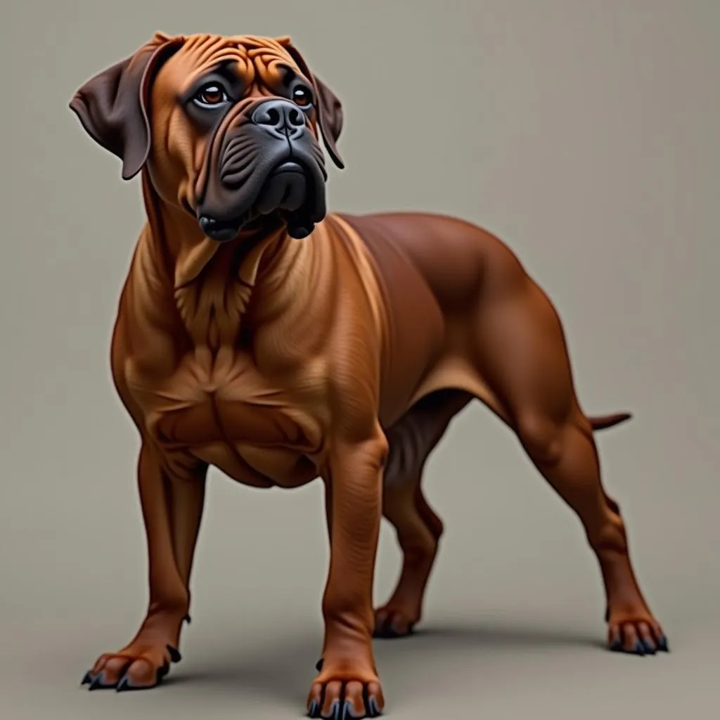 Dogue de Bordeaux with distinctive wrinkles and a short muzzle