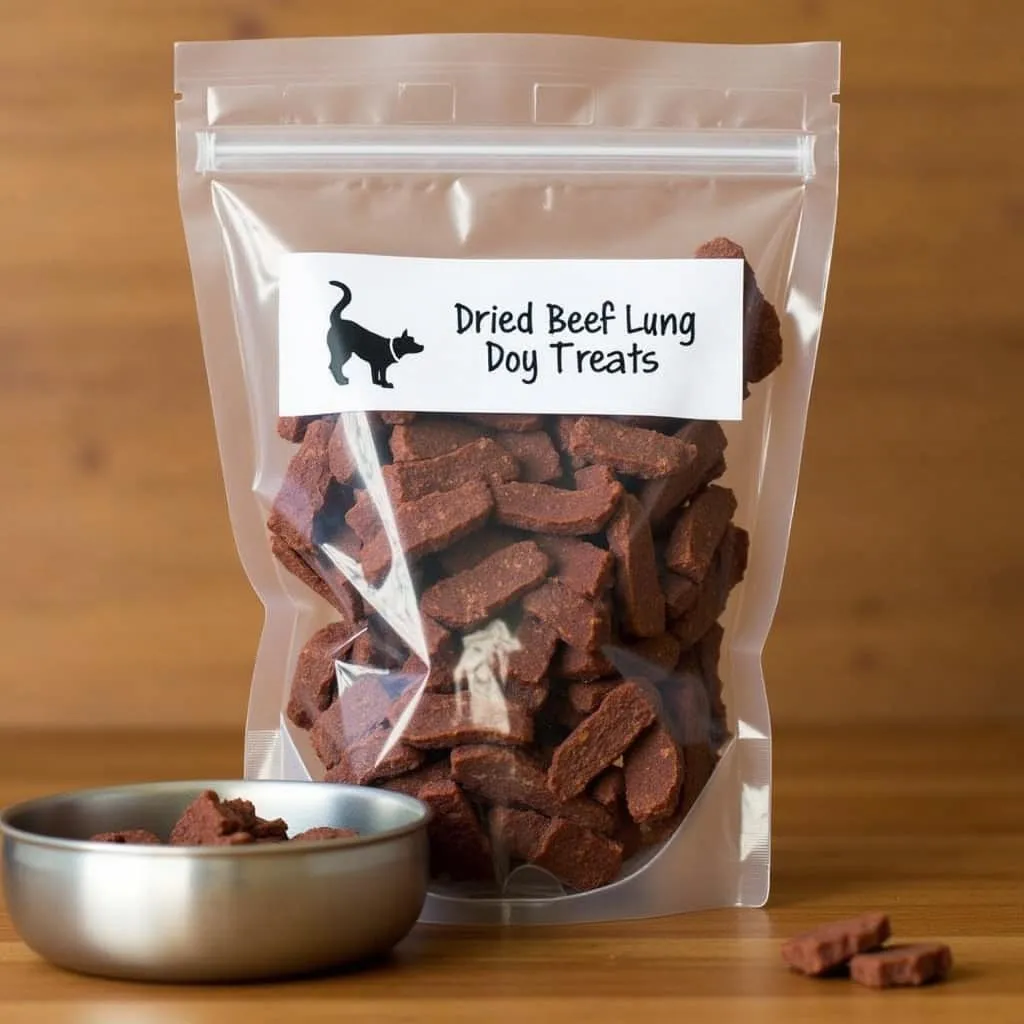 Dried Beef Lung Dog Treats in a Bag