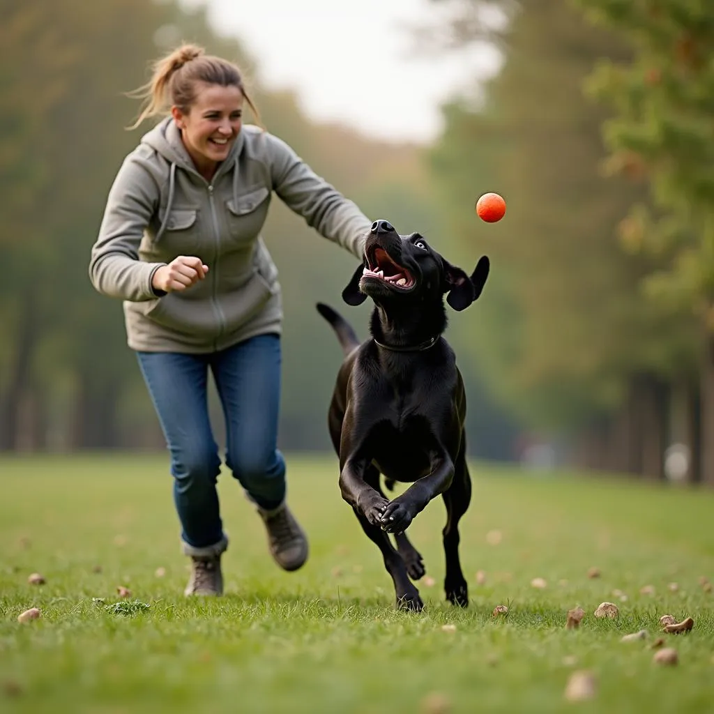 Ebony Dog Enjoying Fetch: Mental and Physical Stimulation