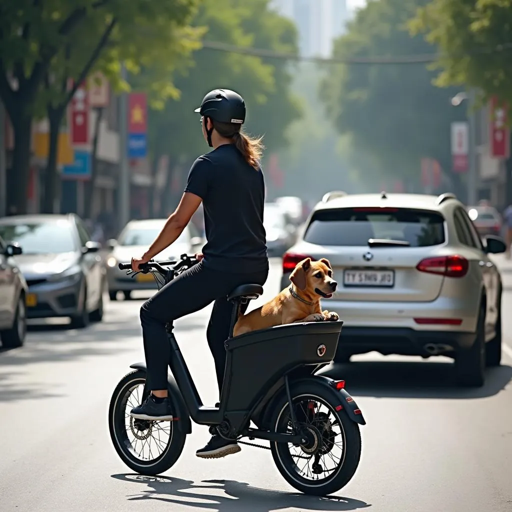 Electric bike with dog carrier in Hanoi