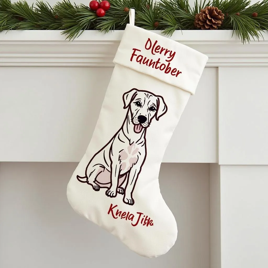 Personalized Embroidered Dog Stocking for Christmas