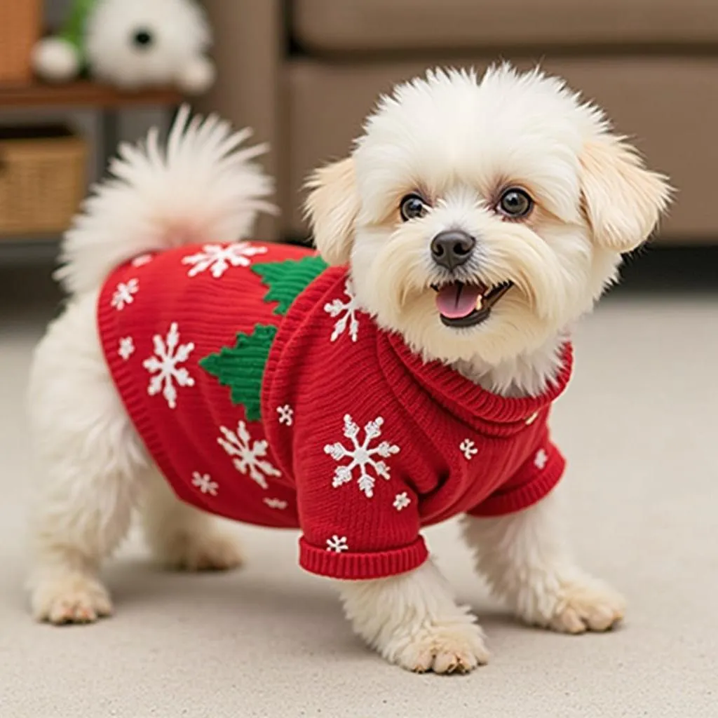 Embroidered Dog Sweater for Christmas