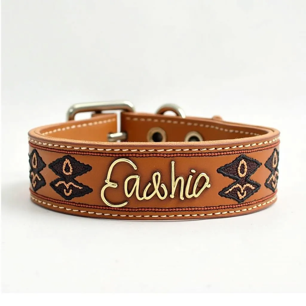 Custom embroidered dog collar with a unique design