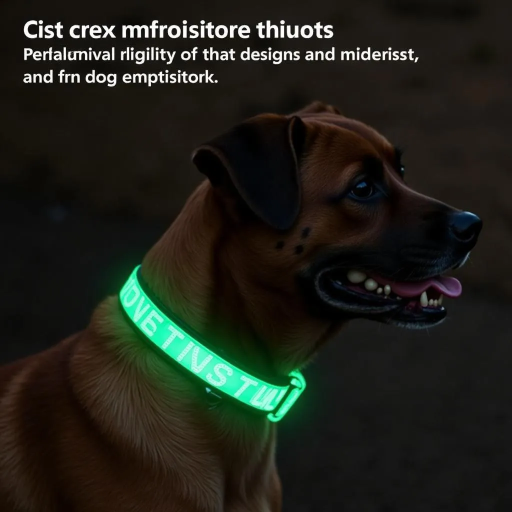 Embroidered Dog Collar with Reflective Thread