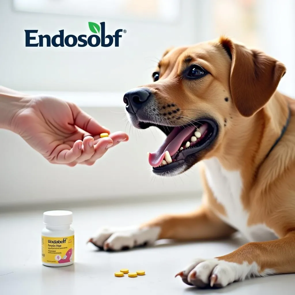 Dog eating Endosorb tablet