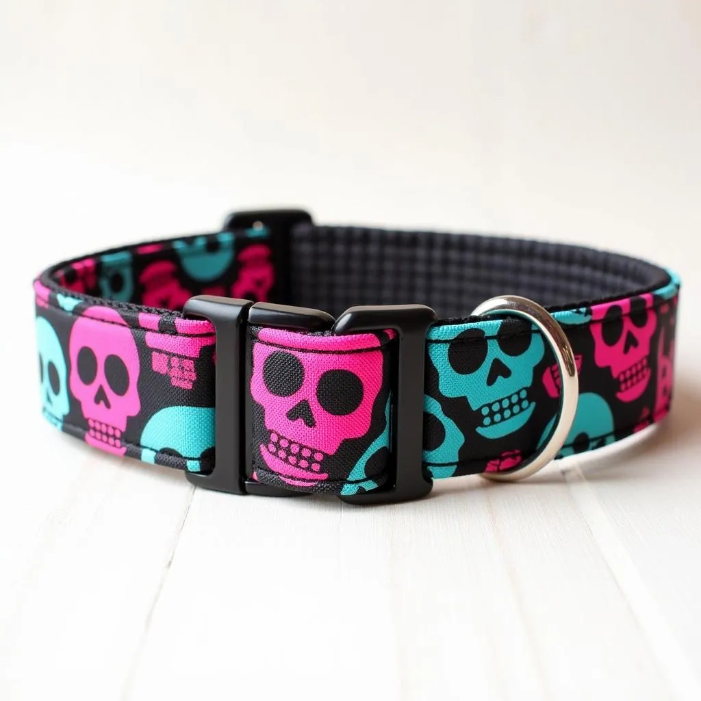 Fabric Skull Dog Collar