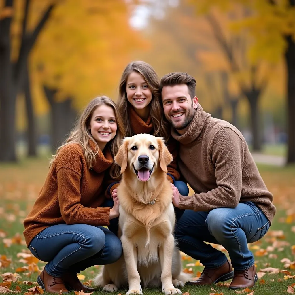 Fall Family Photo with Dogs: Autumn Leaves