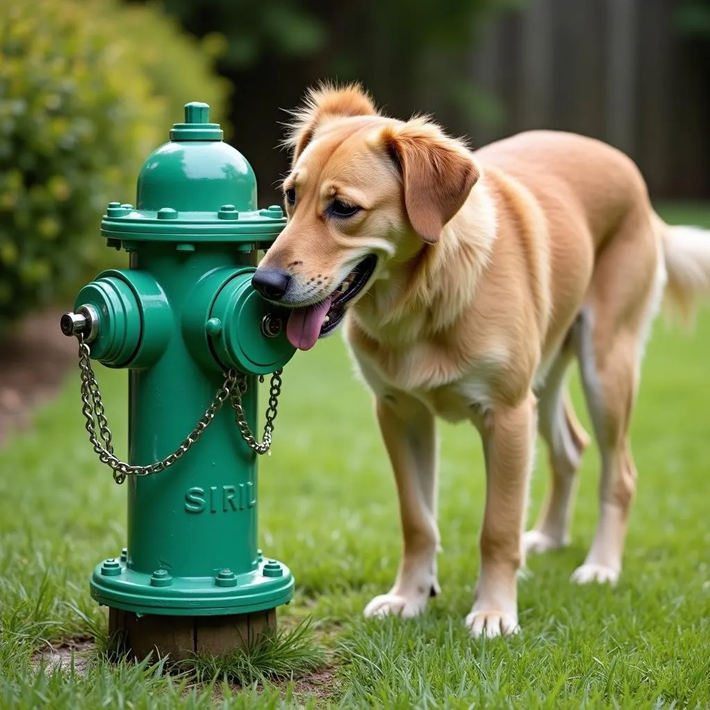 Fire Hydrant for Dogs in a Yard