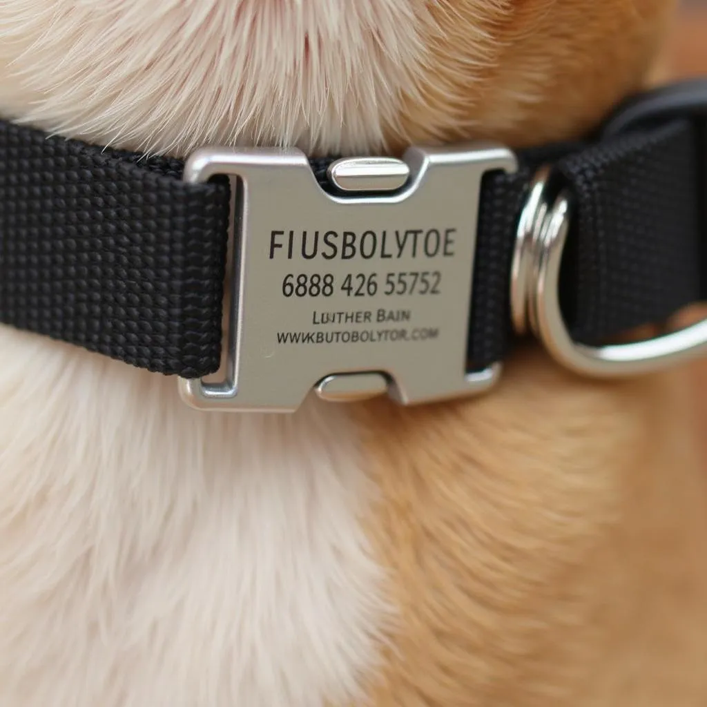 Flat tag dog collar with personalized metal tag