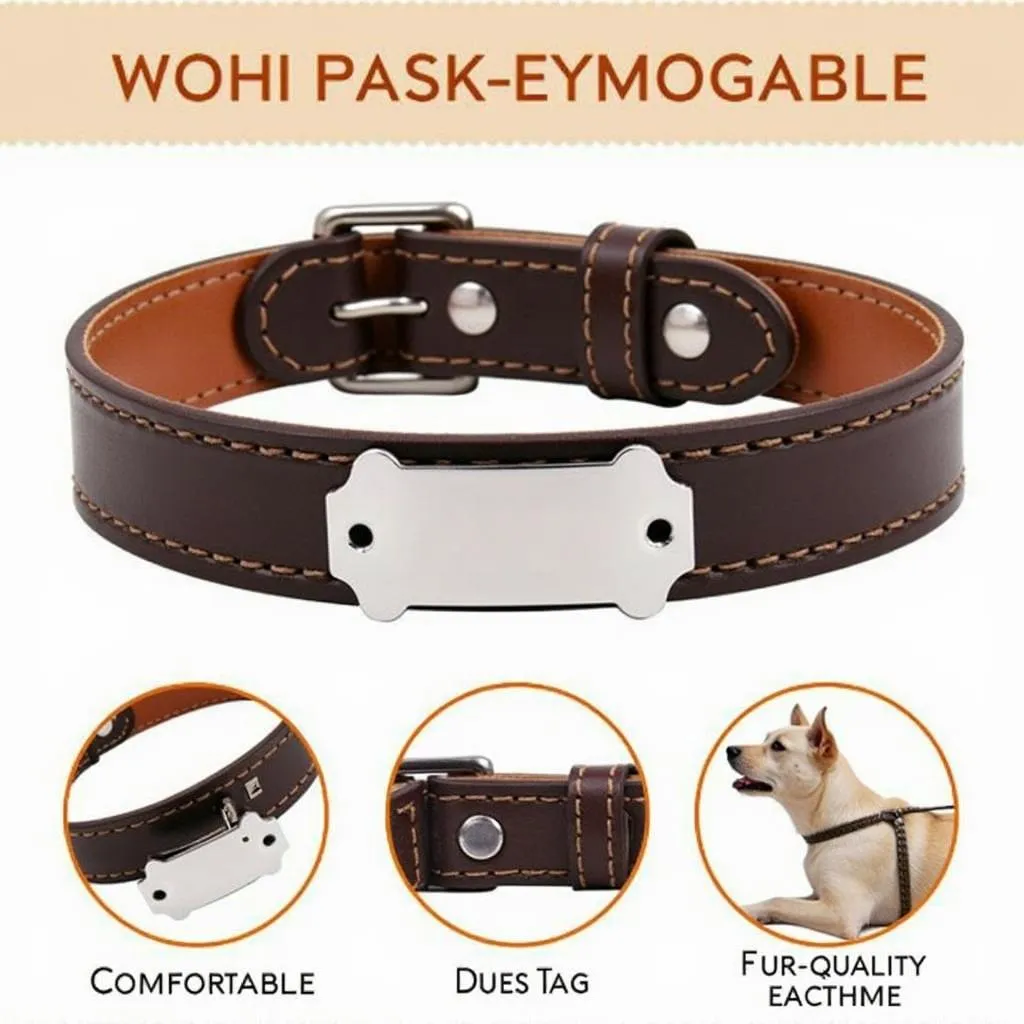 A stylish and safe flat tag dog collar for dogs