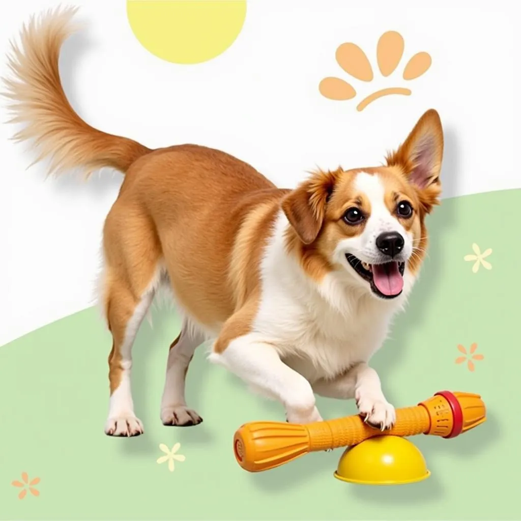 Happy Dog Playing with Flavored Dog Toy