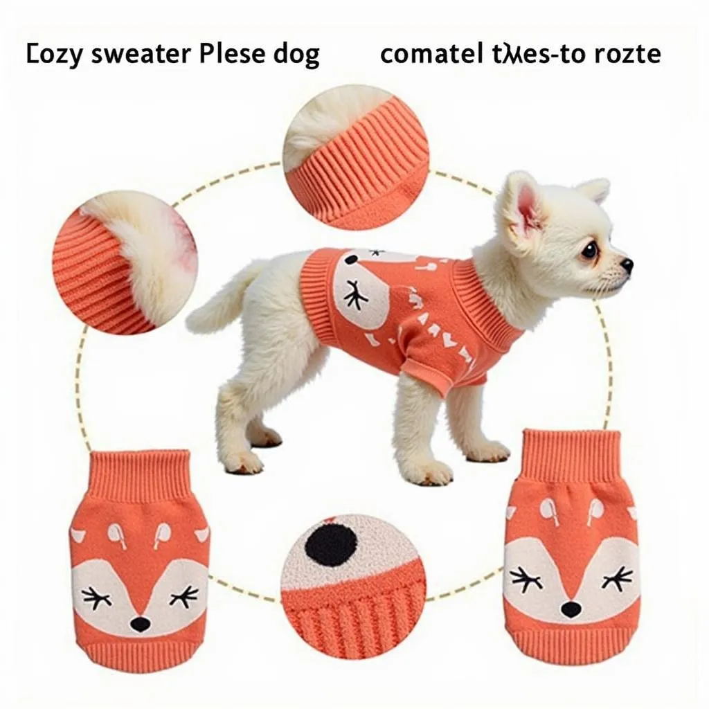 Dog sweater with fox design