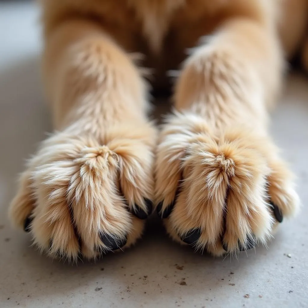 Dog Paws with Fuzzy Socks: Close-up View