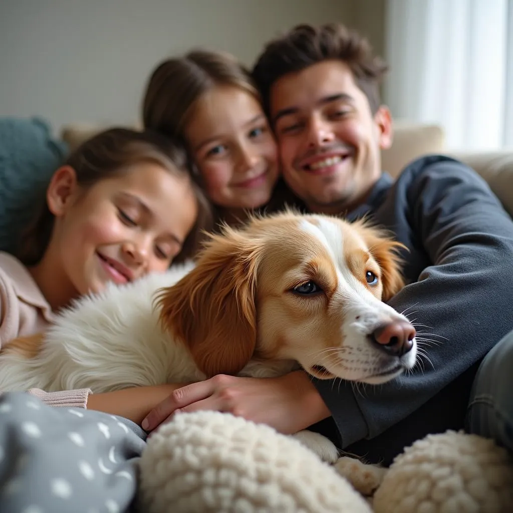 Gaia Dog enjoying a cuddle with their family