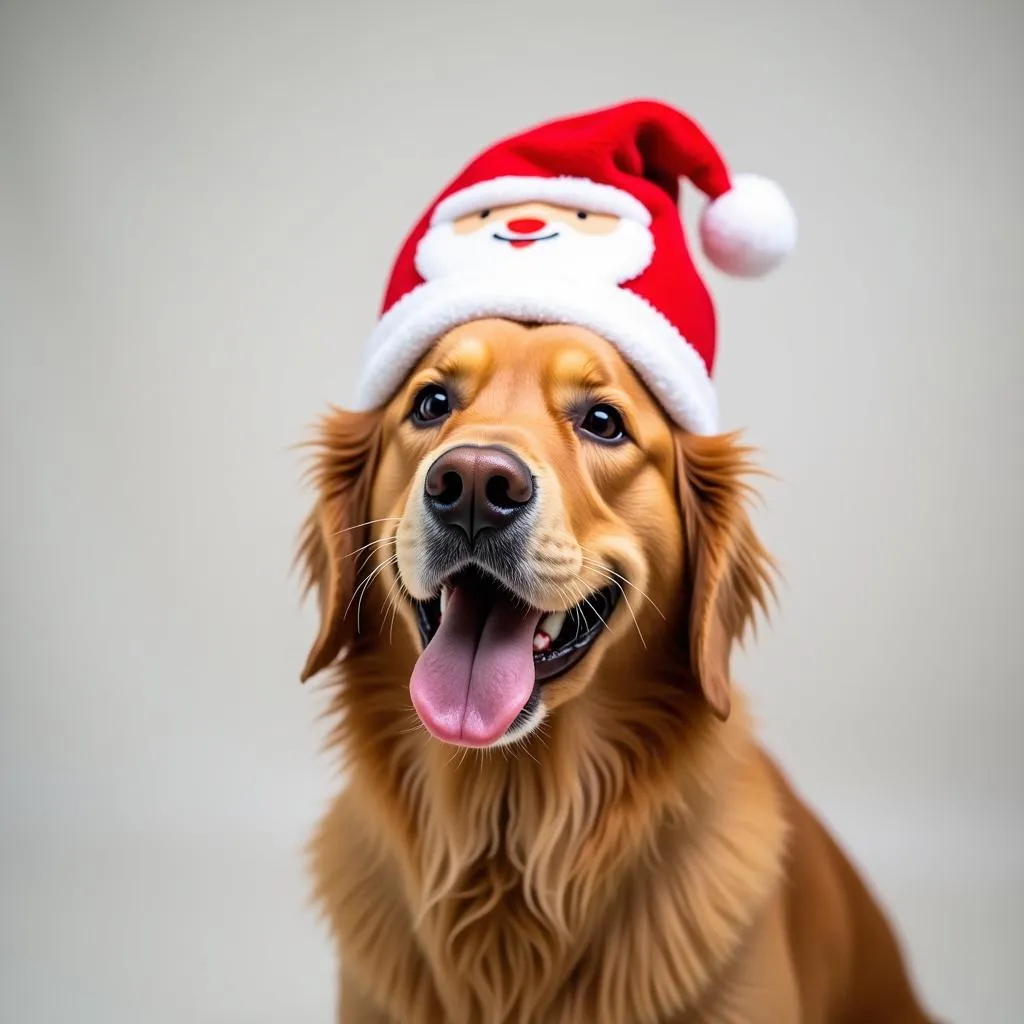 Golden Retriever Christmas Hat