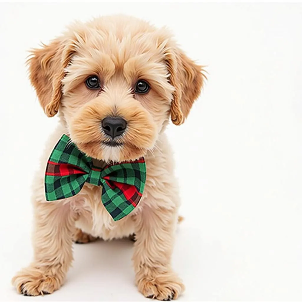 Green and red plaid bow tie for dogs Christmas style