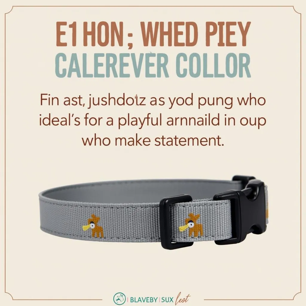 Grey dog collar with cute pattern for playful pups