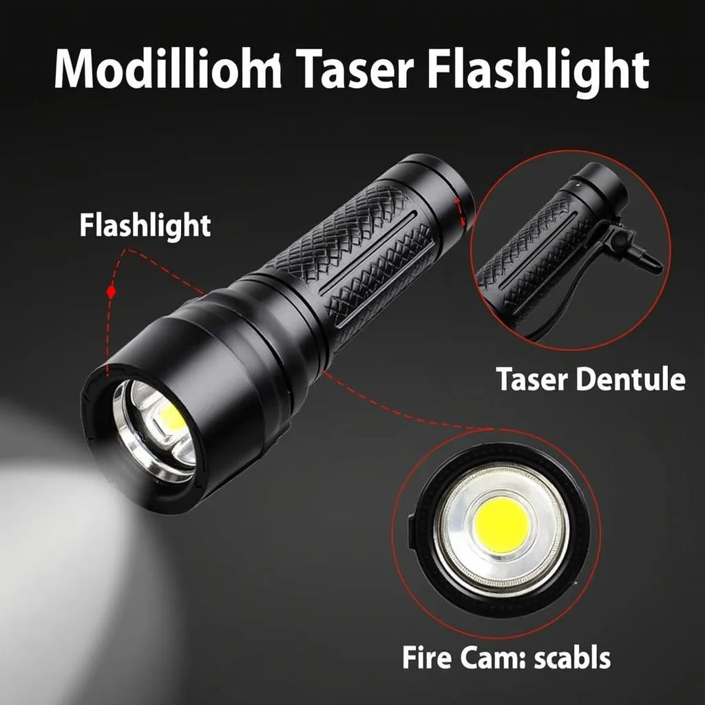 A guard dog taser flashlight with a built-in flashlight for illumination and a taser for self-defense.