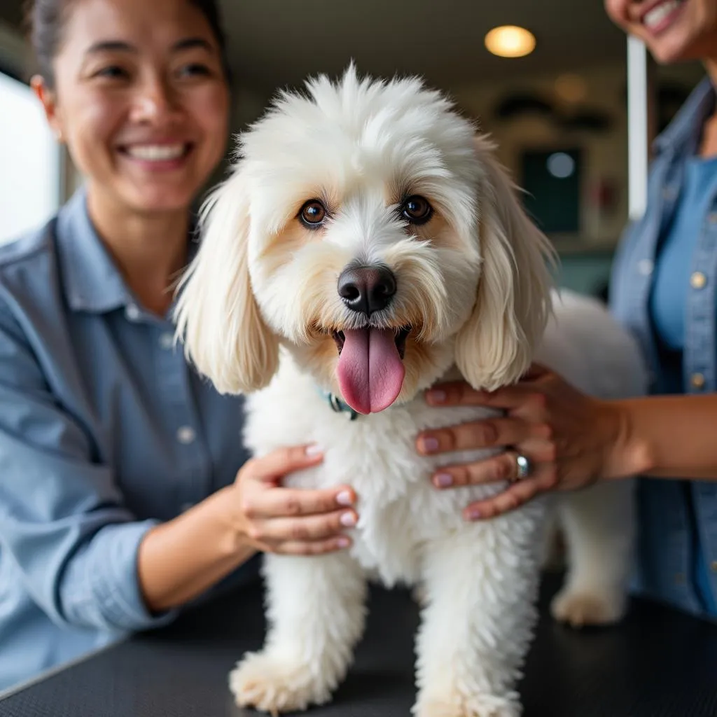 Mobile dog grooming service ensures a happy dog with a professional groomer