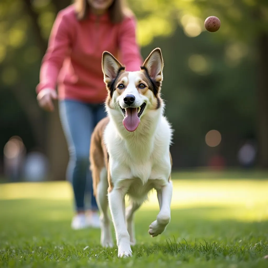 Happy Dog Playing with Owner