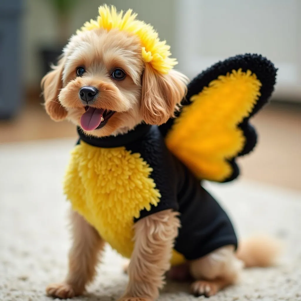 Adorable Dog in a Honey Bee Costume with Wings