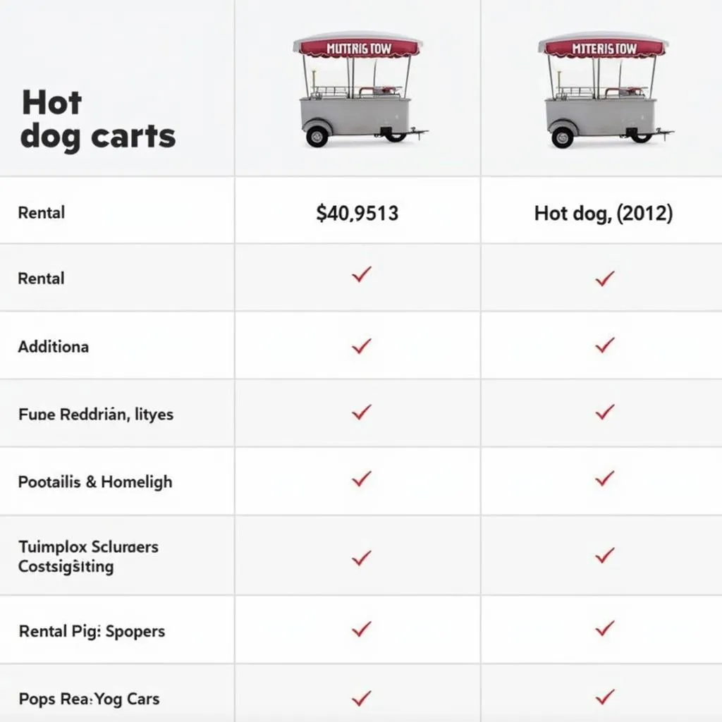 Comparison of hot dog cart rental costs