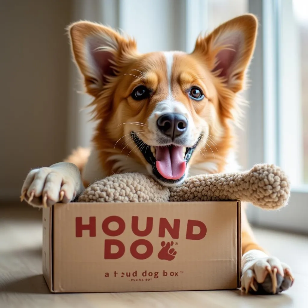 Happy Dog Enjoying a Hound Dog Box