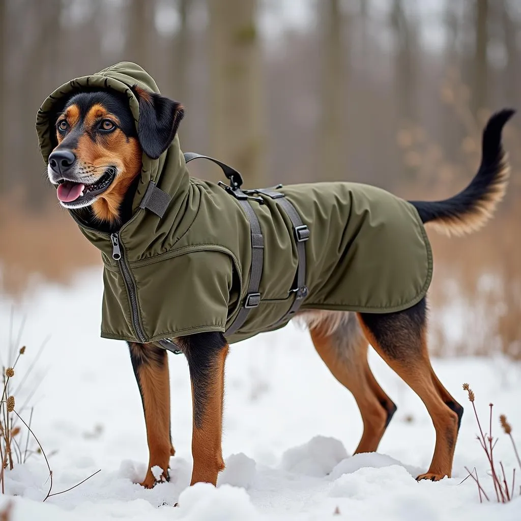 Hunting dog jacket for cold weather