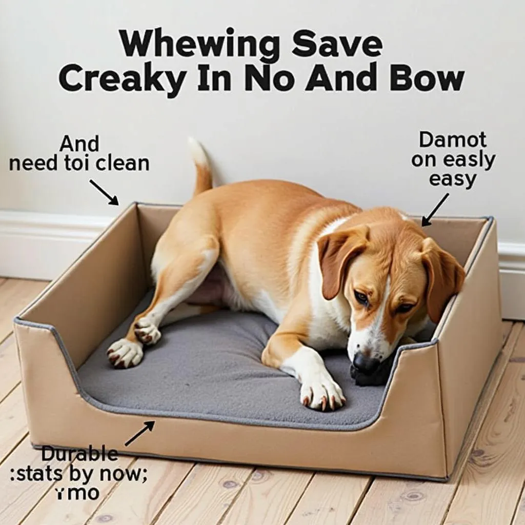 Chewing dog on indestructible crate dog bed