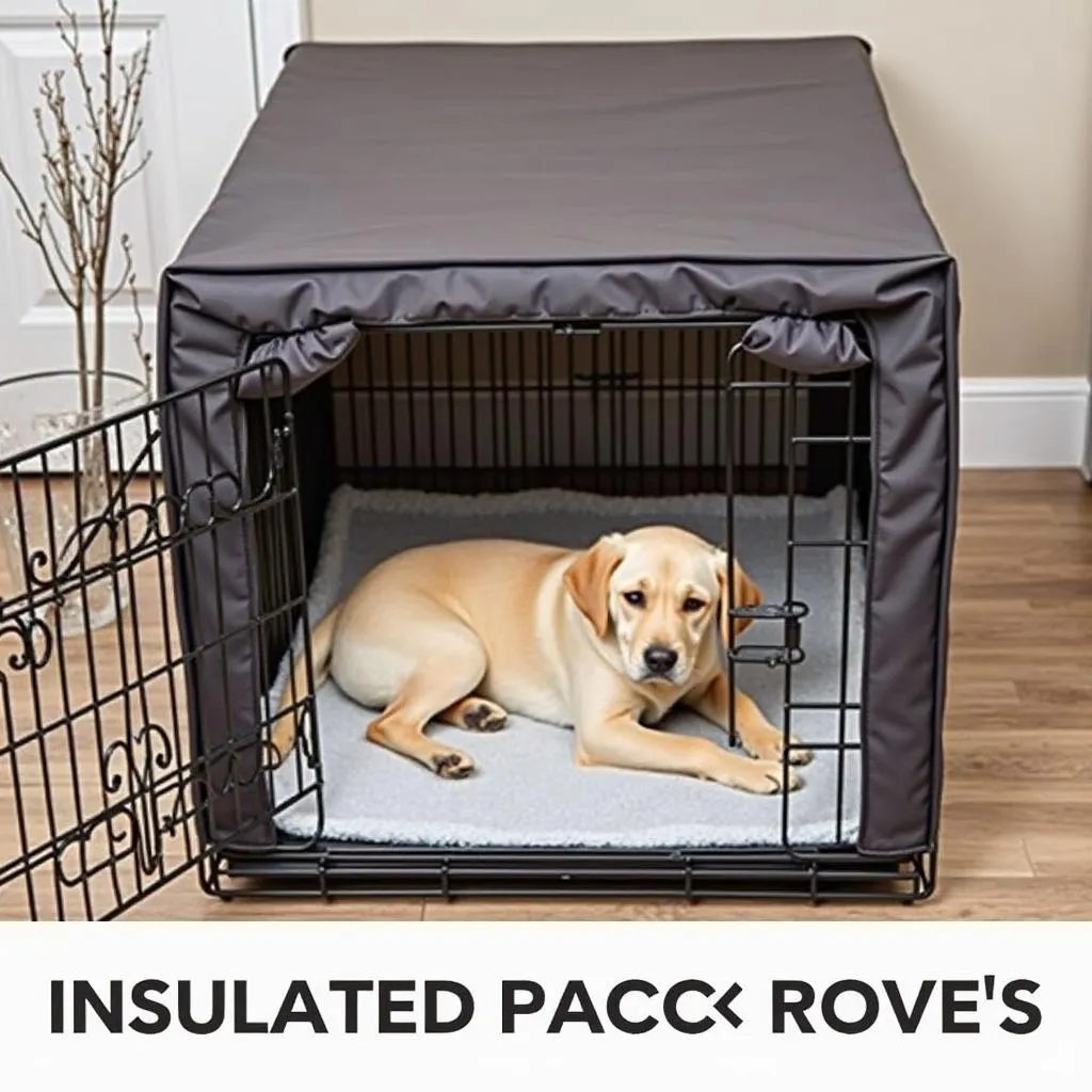 Insulated Dog Crate Cover providing a cozy haven for a dog