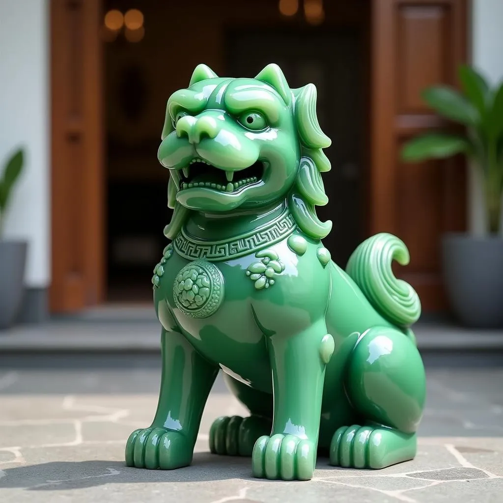 Jade Fu Dog guarding a home entrance